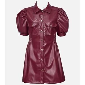 NWT $68 Bonnie Jean Girls 16 Puff Sleeve Leather Shirtdress